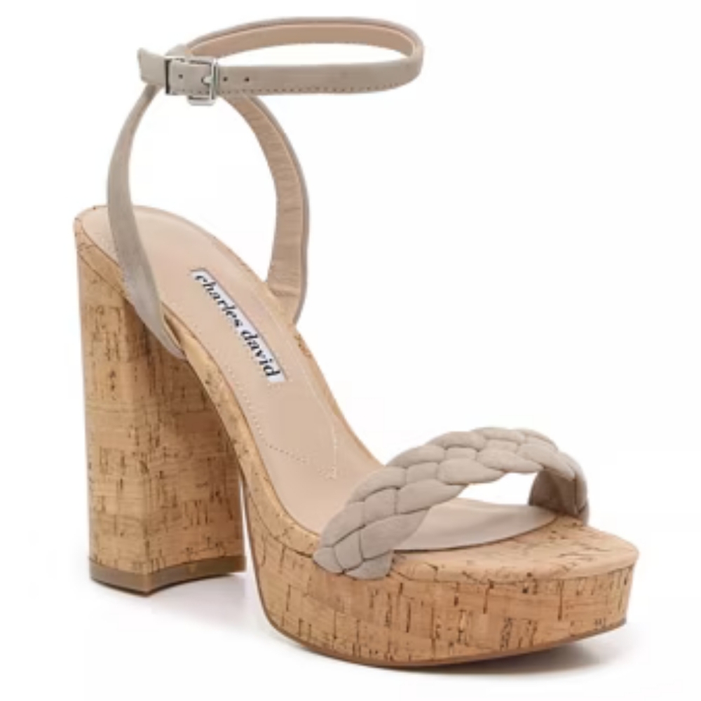 Charles David Jocky Suede Leather Upper Adjustable Strap Platform Sandal. Sz 8M.